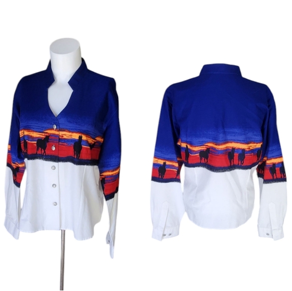 Wrangler Tops - Wrangler Vintage Cowgirl Western Long Sleeve Shirt. Large.